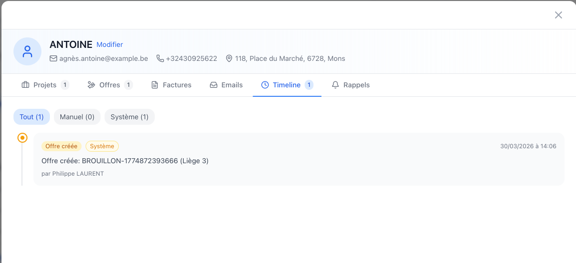 Fiche contact 360°